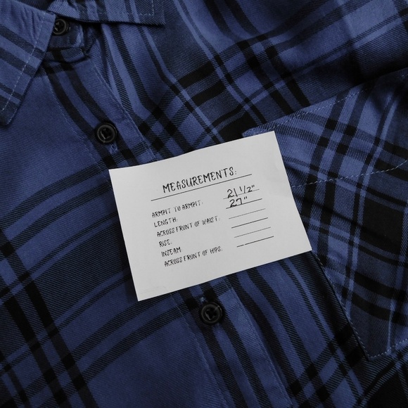 NWT!! WEWOREWHAT Boyfriend Shirt Plaid Navy Blue Collared Oversized Small Medium - Picture 15 of 15